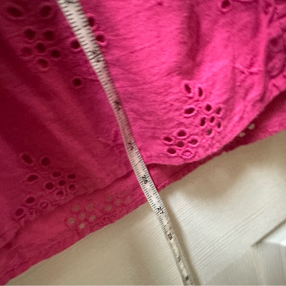 J Crew Button-front eyelet peasant top Fuchsia Blouse Eyelet Trim S hot pink - Picture 6 of 11
